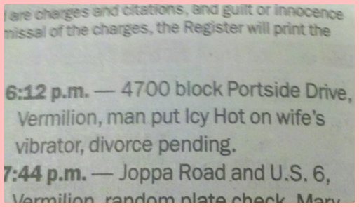 police blotter chemical play